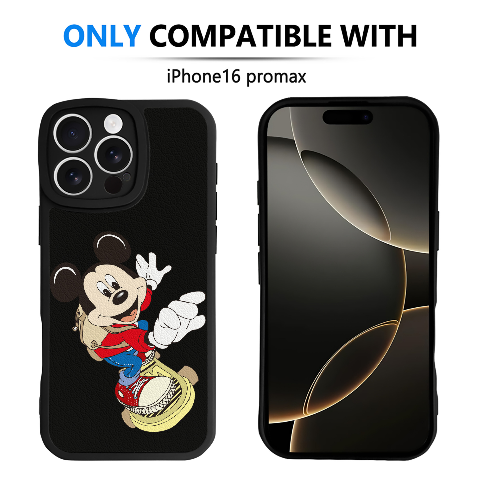（画像用） ミッキーマウス Mickey Mouse 【iPhone 16シリーズ対応】シリコンスマホケース（レザー調） 材質：シリコン
